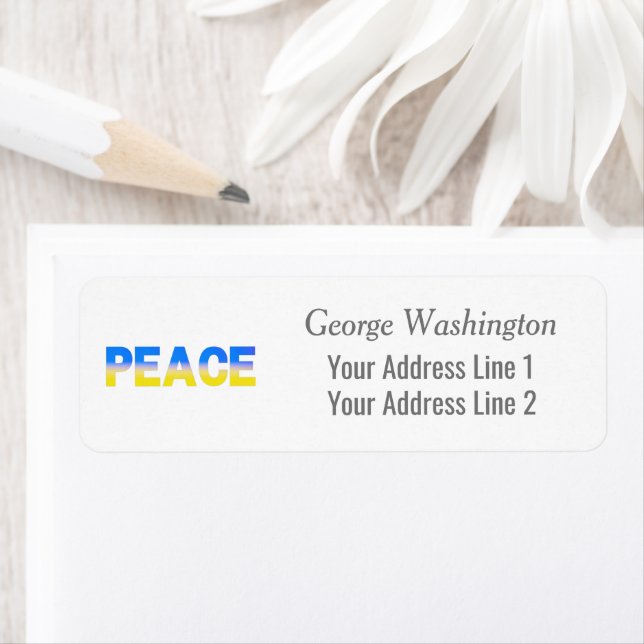 Blått och Gult Ukraina Inspinerat fredskrig Returadress Etikett (Insitu)