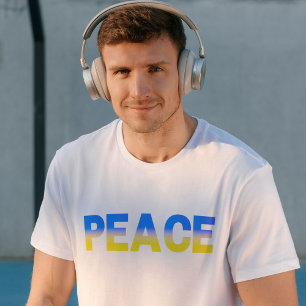 Blått och Gult Ukraina Inspinerat fredskrig T Shirt