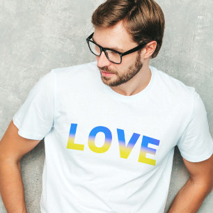 Blått och Gult Ukraina Inspinerat fredskrig T Shirt