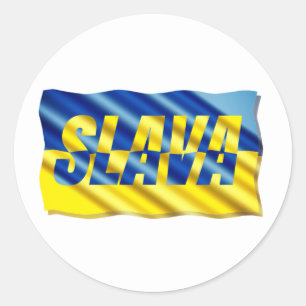 Blått och Gult Ukraina inspirerar till fred No war Runt Klistermärke