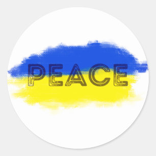 Blått och Gult Ukraina inspirerar till fred No war Runt Klistermärke
