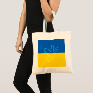 Blått och Gult, ukrainsk Flagga Peace Tote Bag Tygkasse