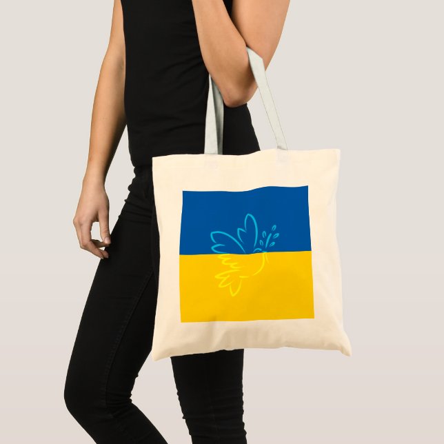 Blått och Gult, ukrainsk Flagga | Peace Tote Bag Tygkasse (Framsida (produkt))