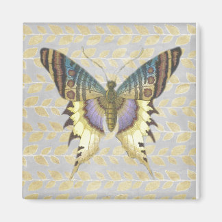 Blått och Gult Vintage Stil Butterfly Magnet