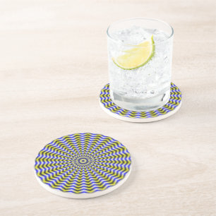 Blått och Gult Zigzag Ripples Underlägg Sandsten