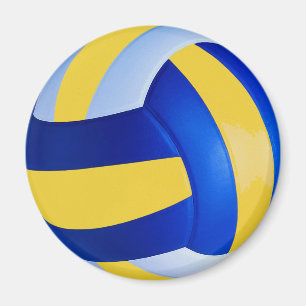 Blått- och gultvolleyboll magnet