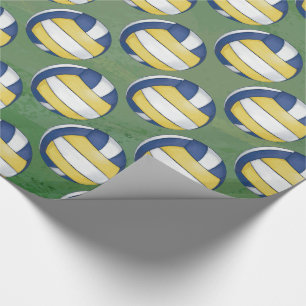 Blått- och gultvolleybollmönster presentpapper