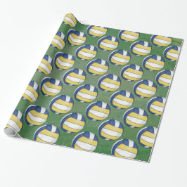 Blått- och gultvolleybollmönster presentpapper