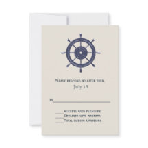 Blått och ivorianskt nautiskt Bröllop OSA-kort