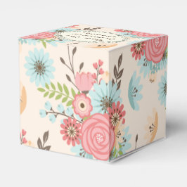 Blått och korall-Blommigtens favoritruta för bröll Presentaskar