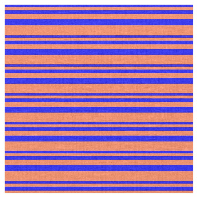 Blått och korallinje Mönster Tyg (Närbild)