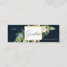 Blått och  kort för blommigt studenten namn