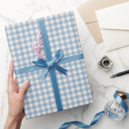 Blått och krämgittmönster presentpapper