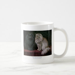 Blått och krämperserkattkonstverk kaffemugg