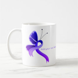 Blått och Lila Awareness Ribbon Butterfly Kaffemugg