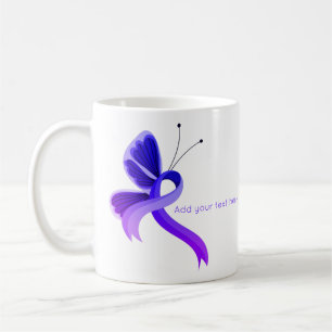 Blått och Lila Awareness Ribbon Butterfly Kaffemugg