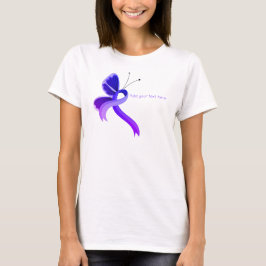Blått och Lila Awareness Ribbon Butterfly T-Shirt