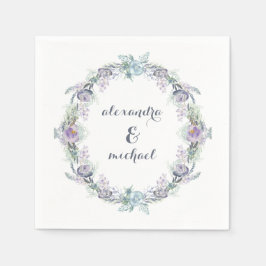 Blått och Lila Blommigt Utandning Bröllop Pappersservett