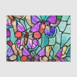 Blått och Lila Butterfly-lagrad glasdecoupage