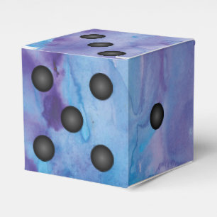 Blått och Lila Elegant Vattenfärg Dice Bröllop Presentaskar