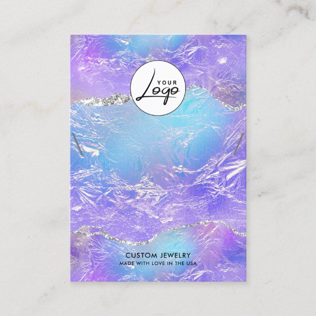 Blått och Lila Foil Logotyp Necklace Bracelet Visn Visitkort (Framsida)