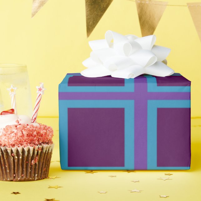 Blått och Lila fyrkant Presentpapper (Födelsedagsfest)