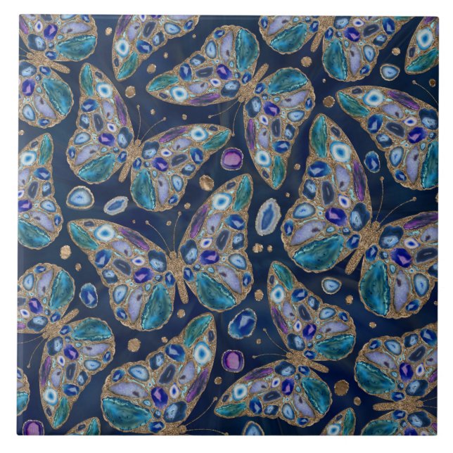 Blått och Lila Geodes Geometric Mönster Kakelplatta (Framsidan)