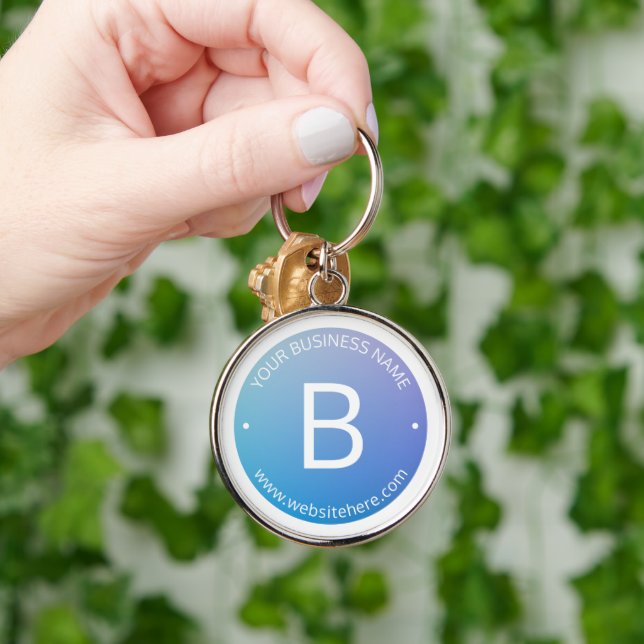 Blått och Lila i figursättningspanel med redigerba Rund Silverfärgad Nyckelring (Hand)