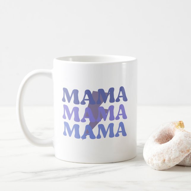 Blått och Lila Mamma Mamma Kaffe Mugg (Med munk)