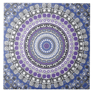 Blått och lila mandala geometriskt cirkulärt mönst kakelplatta