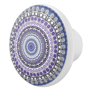 Blått och lila mandala geometriskt cirkulärt mönst knopp