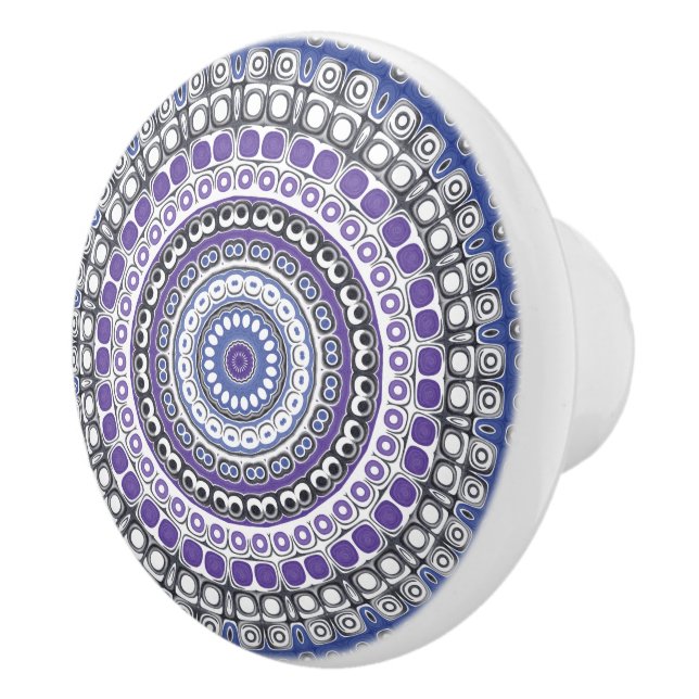 Blått och lila mandala geometriskt cirkulärt mönst knopp (Höger)