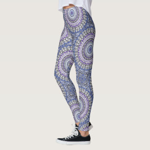 Blått och lila mandala geometriskt cirkulärt mönst leggings