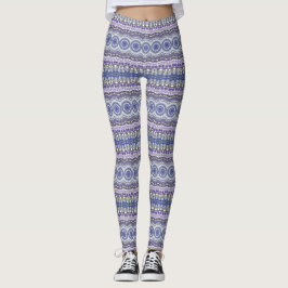 Blått och lila mandala geometriskt cirkulärt mönst leggings