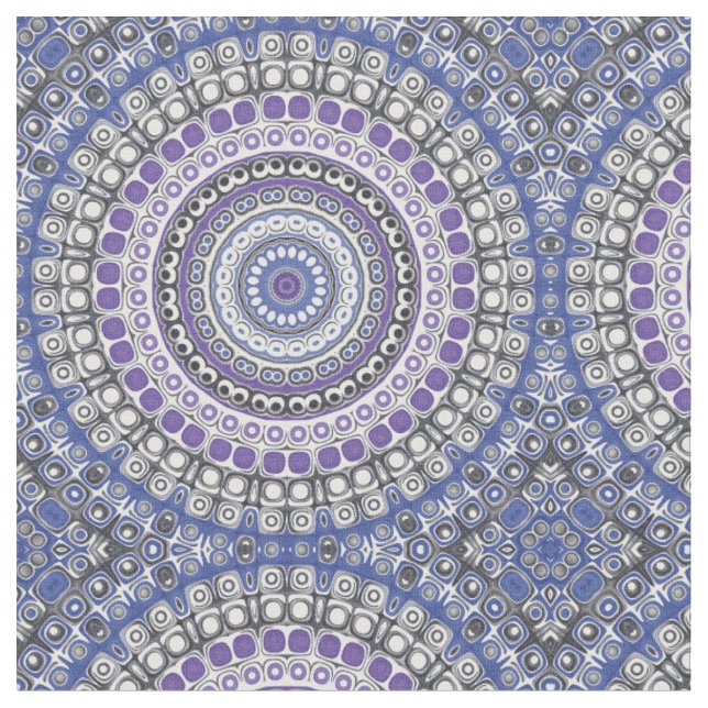 Blått och lila mandala geometriskt cirkulärt mönst tyg (Närbild)