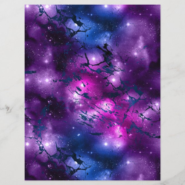Blått och Lila Marble Galaxy Skrapbook Pappra Laka (Baksida)