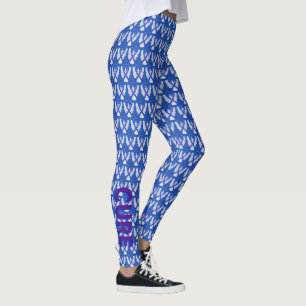 Blått och Lila Medvetenhet Ribbon Angel Leggings