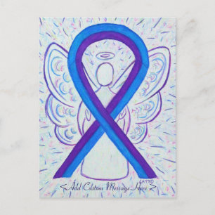 Blått och Lila Medvetenhet Ribbon Angel-vykort Vykort