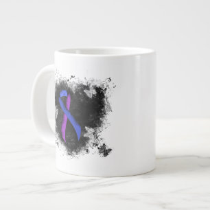 Blått och Lila Ribbon Grunge Heart Jumbo Mugg