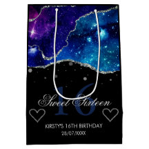 Blått och Lila Silver Glitter Galaxy Agate Sweet 1