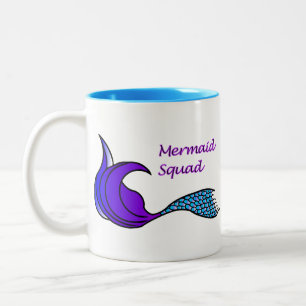 Blått och Lila Sjöjungfru Squad kaffe mugg