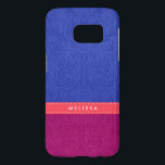 Blått och maronsött Blommigt Galaxy S5 Skal<br><div class="desc">Elegant i kombination med blått och maronrött suede läder struktur blommigt mönster med anpassade monogram i rekommenderat vitt. Coral Red pub för ditt monogram.</div>