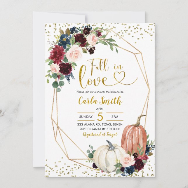 Blått och marsala fall i Kärlek Möhippa Inbjudningar (Framsida)