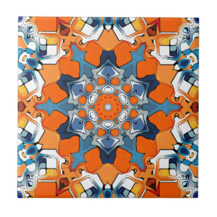 Blått och Orange-Abstrakt Kakelplatta