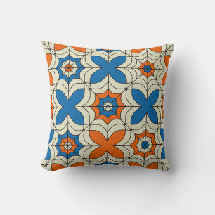 Blått och Orange Abstrakt Spindelnät Design Kudde