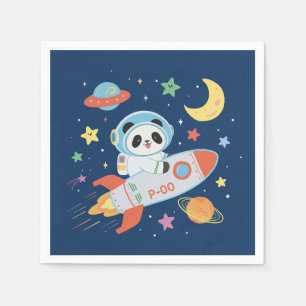 blått och orange Astronaut Panda Pappersservett
