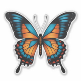 Blått och Orange-Butterfly-etikett Klistermärken