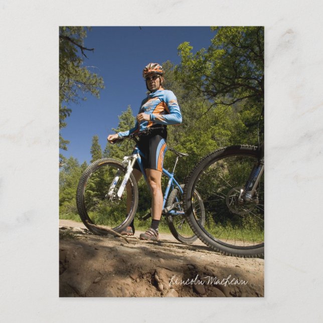 Blått och Orange-cyklist (vykort) Vykort (Framsida)