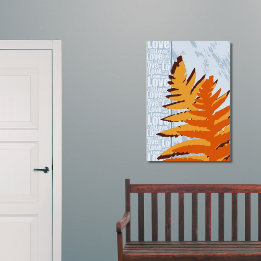 Blått och Orange Fern Löv i kärlek Poster