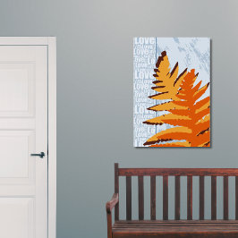 Blått och Orange Fern Löv i kärlek Poster